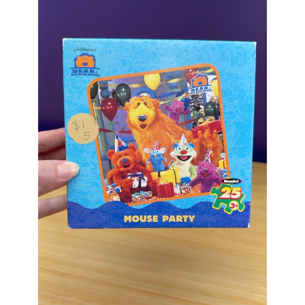 Vintage 1999 Bear in the Big Blue House Mouse Party 25 Pc Puzzle RoseArt